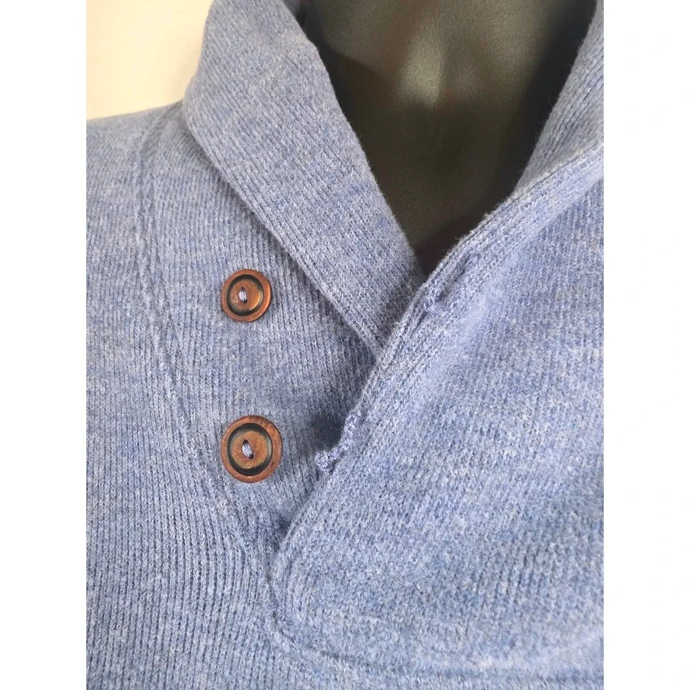 Polo Ralph Lauren Mens Shawl Collar Button Sweater Blue Heather Cotton XL